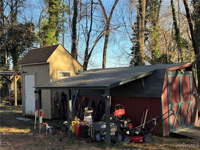 view of shed