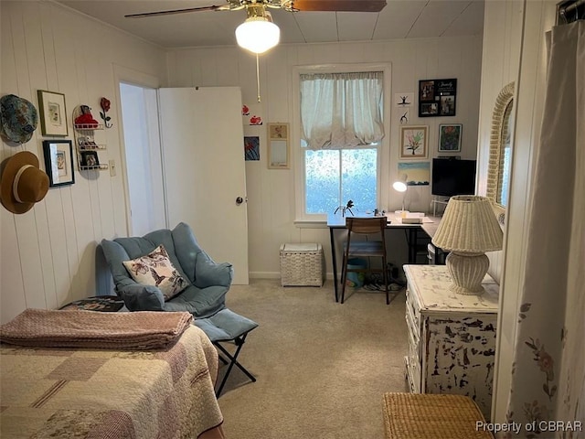 interior space with a ceiling fan