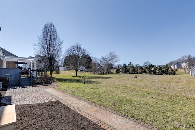 view of yard with a pergola