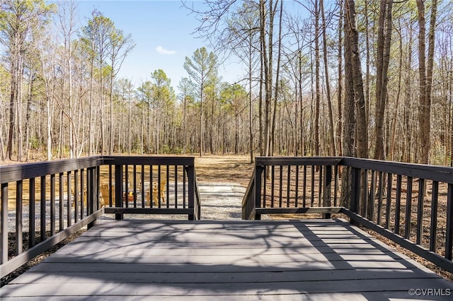 deck with a forest view