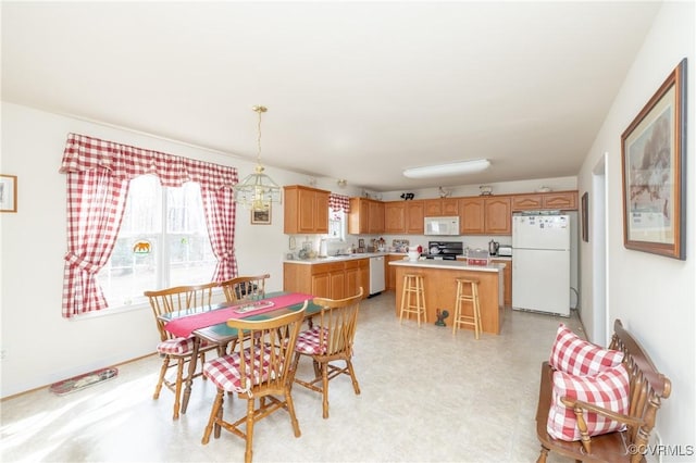 dining space with light floors