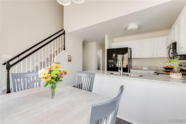 dining space with stairs