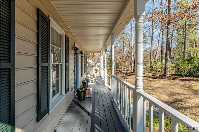 wooden deck with a porch