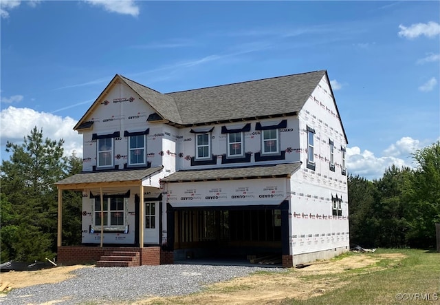100 Pine Ridge Ln, Farmville, VA 23901 - property under construction featuring roof with shingles, driveway, and an attached garage