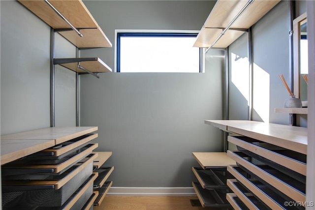 spacious closet with wood finished floors