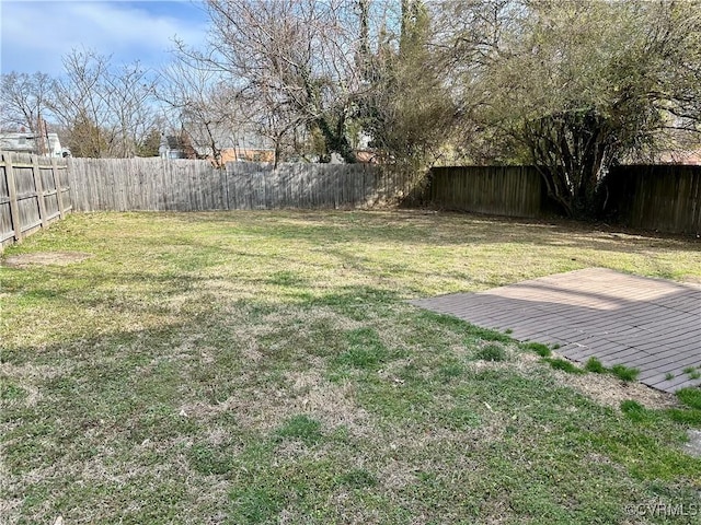 view of yard featuring a fenced backyard