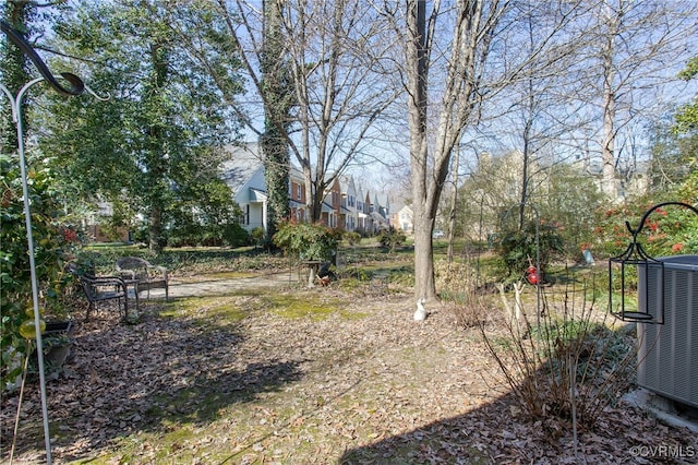 view of yard featuring central air condition unit