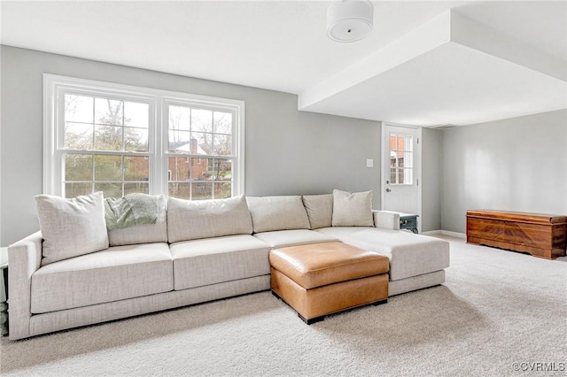 living room with carpet flooring