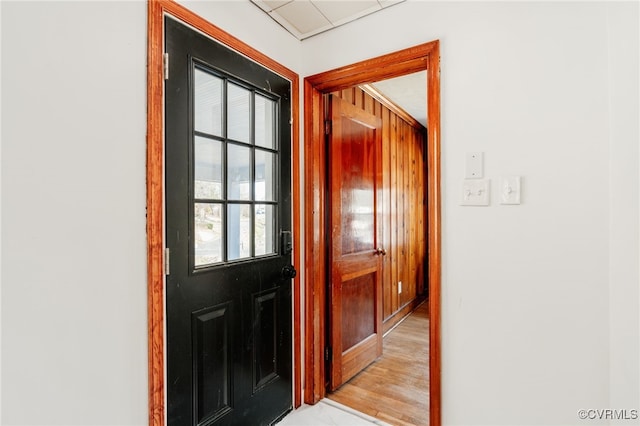 doorway featuring light wood-style flooring