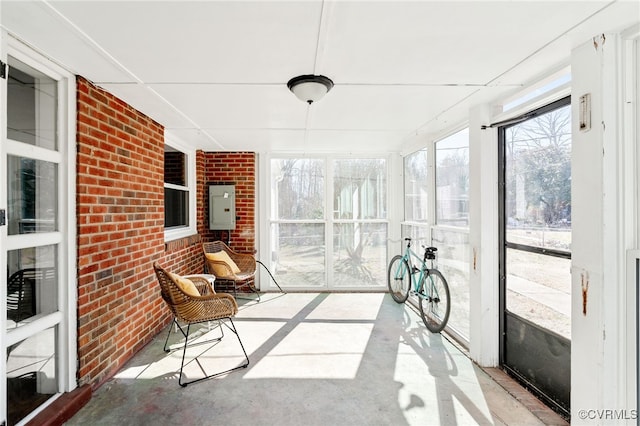 sunroom / solarium featuring electric panel