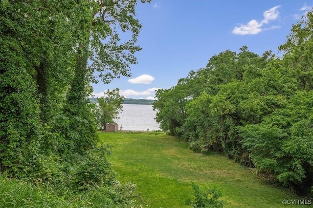 view of yard featuring a water view