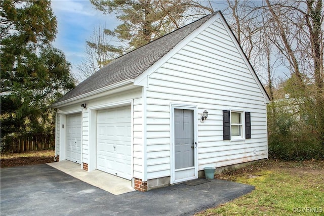 view of detached garage