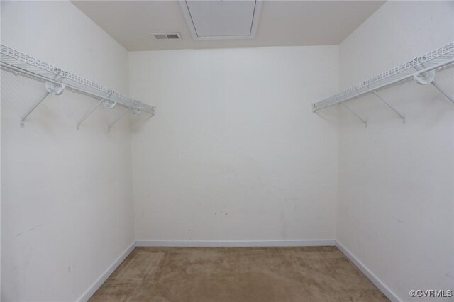 walk in closet with carpet flooring and visible vents