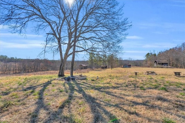 view of yard with a rural view