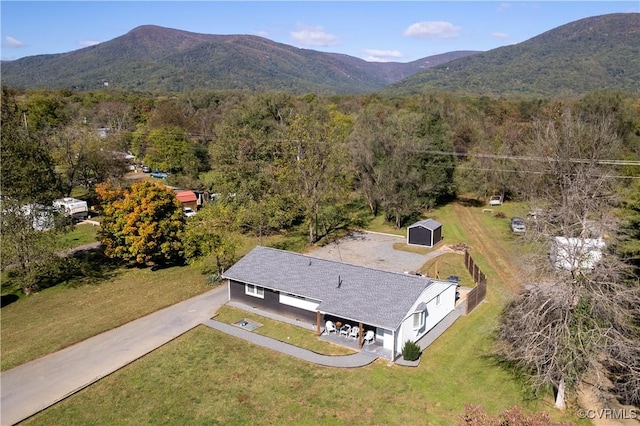 aerial view featuring a mountain view