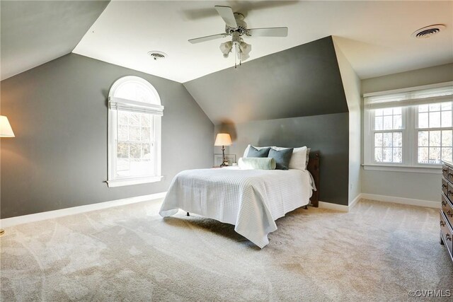 bedroom featuring multiple windows, carpet flooring, and baseboards