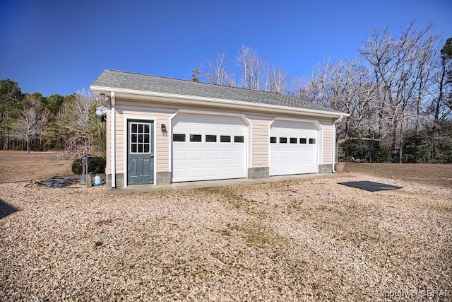 view of detached garage