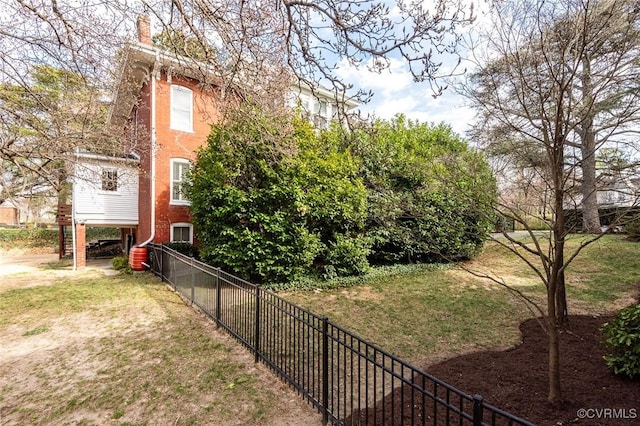 view of yard featuring fence