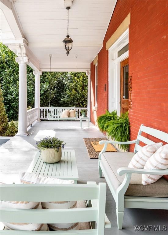 view of patio with a porch