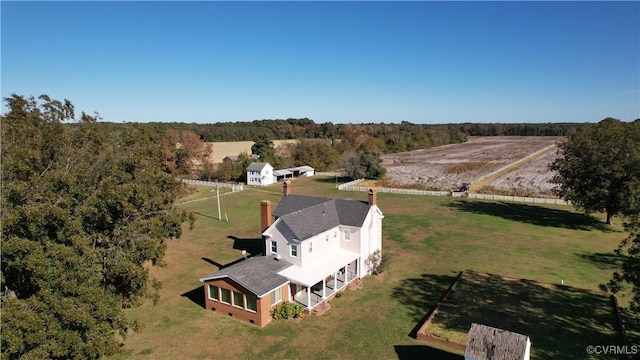 bird's eye view with a rural view