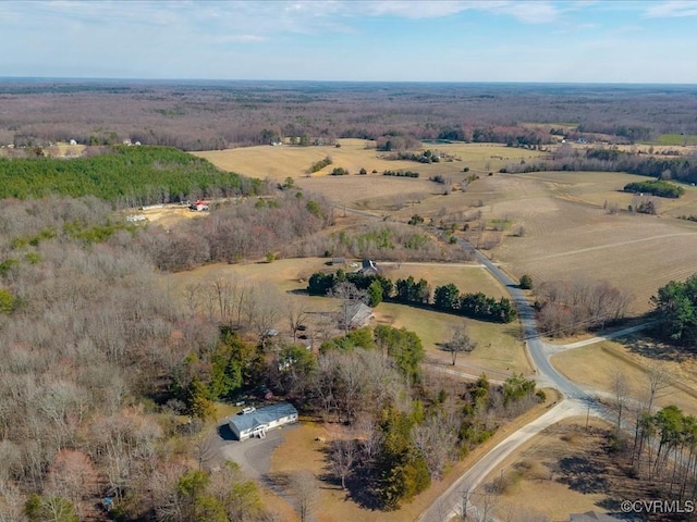 bird's eye view with a rural view