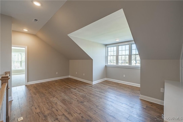 8383 Mount Eagle Rd, Hanover, VA 23005 - bonus room featuring vaulted ceiling, hardwood / wood-style flooring, baseboards, and recessed lighting