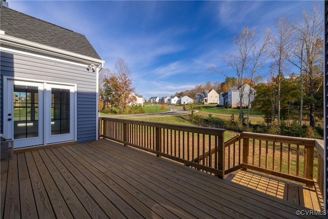 deck with a residential view