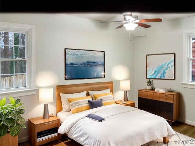 605 Conley Rd, Richmond, VA 23227 - bedroom featuring a ceiling fan, baseboards, and wood finished floors