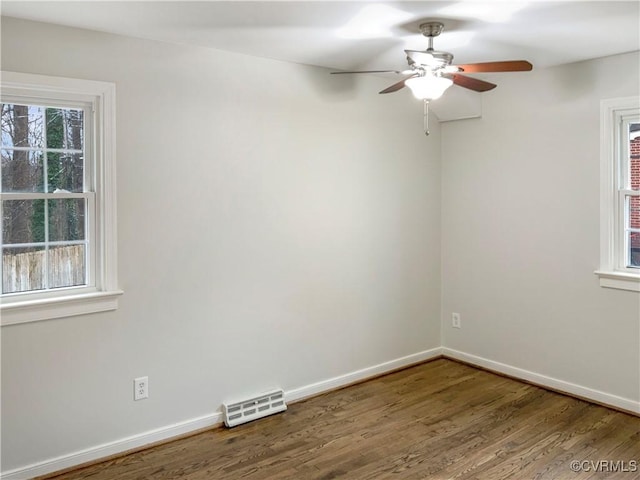 605 Conley Rd, Richmond, VA 23227 - empty room featuring ceiling fan, baseboards, and wood finished floors
