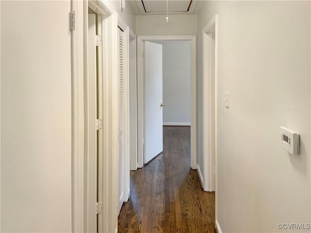605 Conley Rd, Richmond, VA 23227 - corridor with attic access and dark wood-type flooring