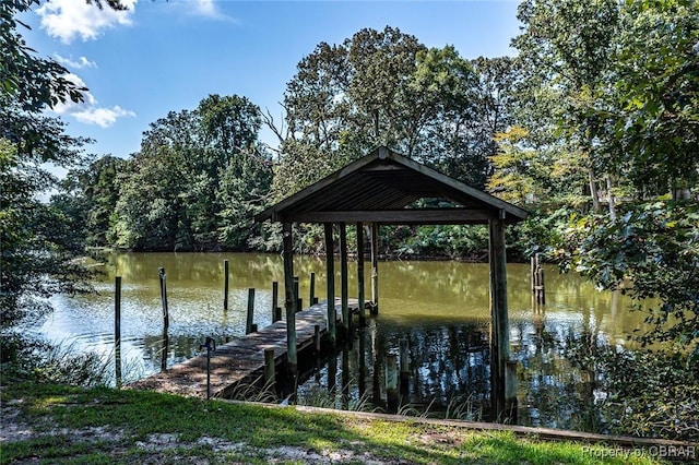 view of dock featuring a water view