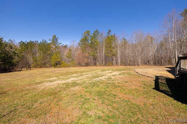 view of yard with a wooded view