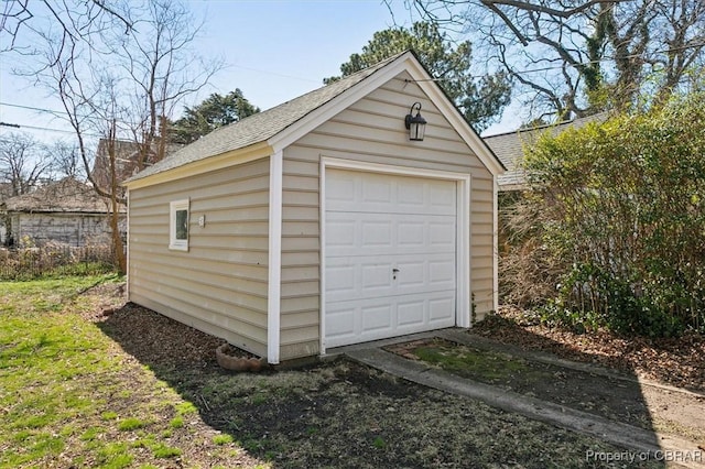 view of detached garage