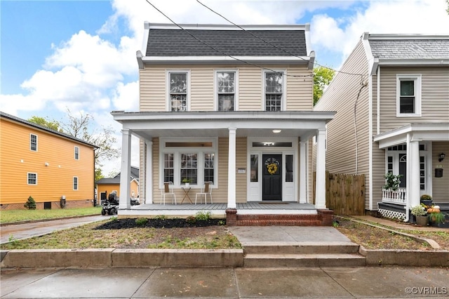 view of front facade featuring covered porch