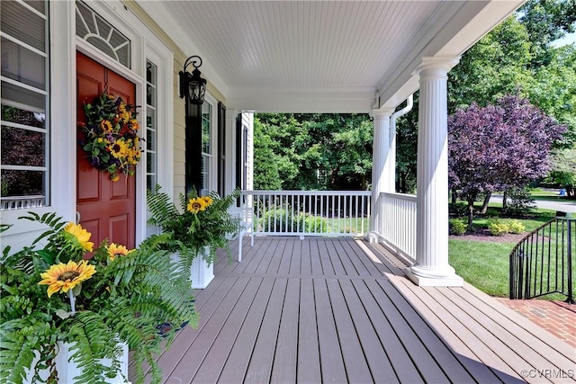 wooden deck with covered porch