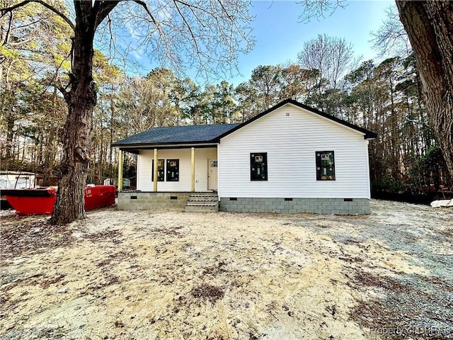 view of front of home with crawl space