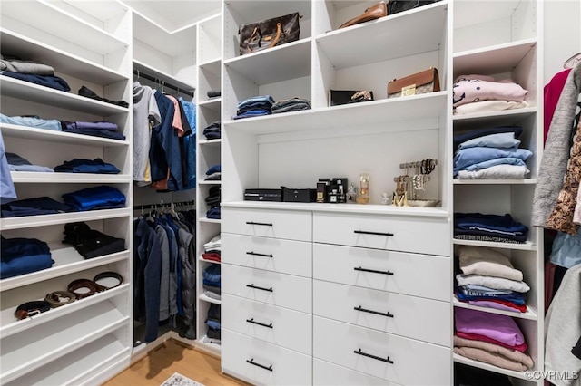 spacious closet with light wood-style floors