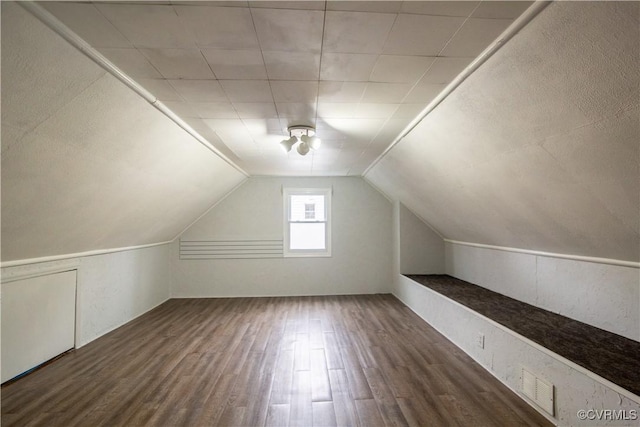 additional living space featuring lofted ceiling and wood finished floors