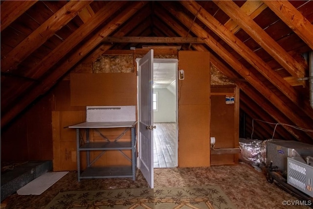 view of unfinished attic