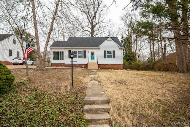 view of front facade with crawl space