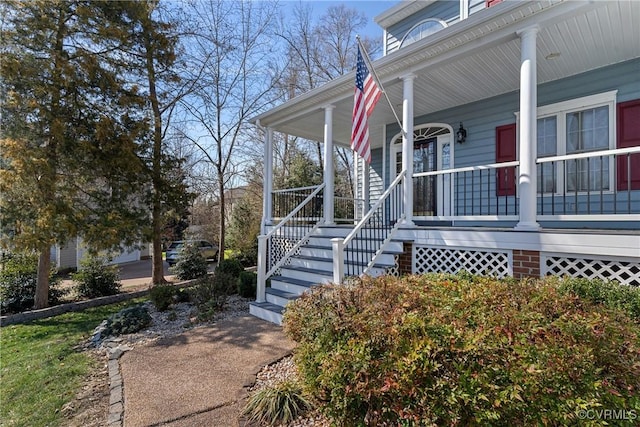 exterior space with a porch