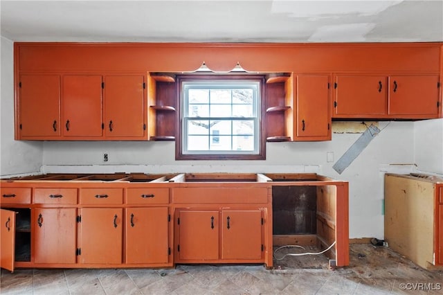 kitchen featuring open shelves