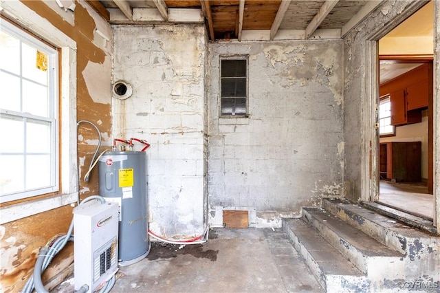 utility room with electric water heater