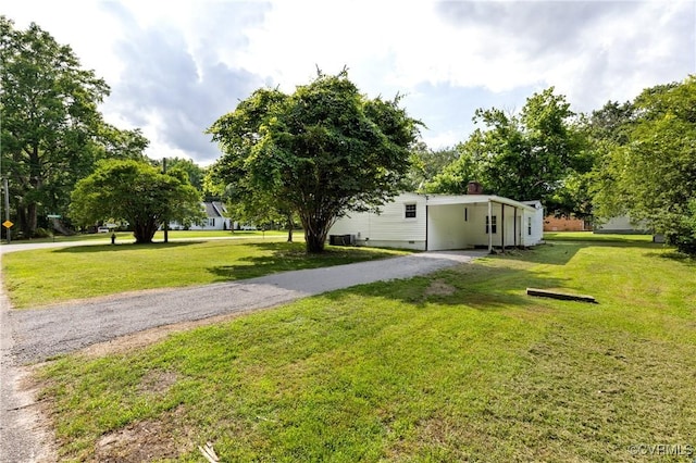 1909 Dinwiddie Ave, Hopewell, VA 23860 - view of green lawn featuring an attached carport and gravel driveway