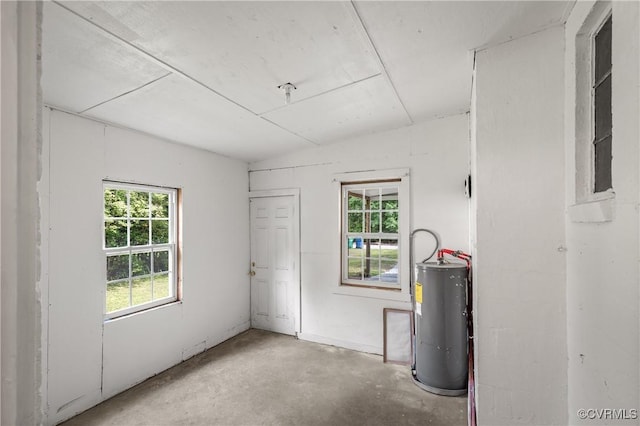 1909 Dinwiddie Ave, Hopewell, VA 23860 - interior space with electric water heater and unfinished concrete flooring