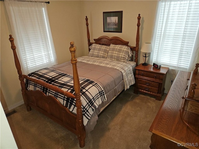 bedroom featuring carpet and visible vents