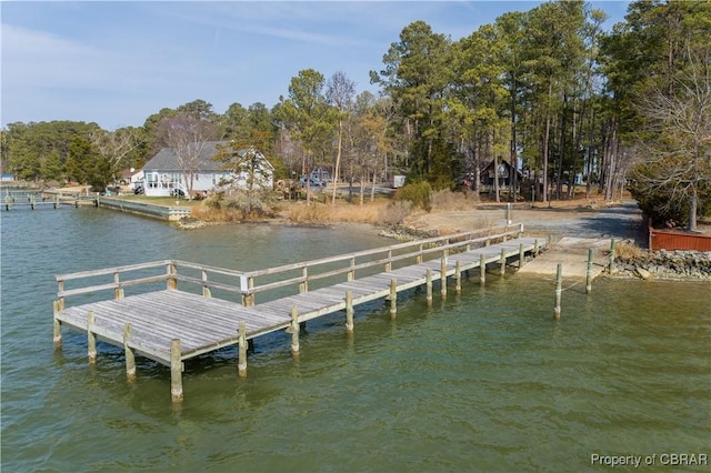 view of dock featuring a water view