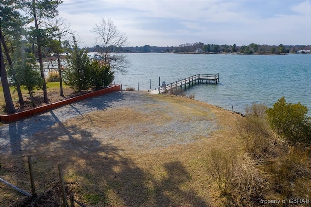 dock area with a water view