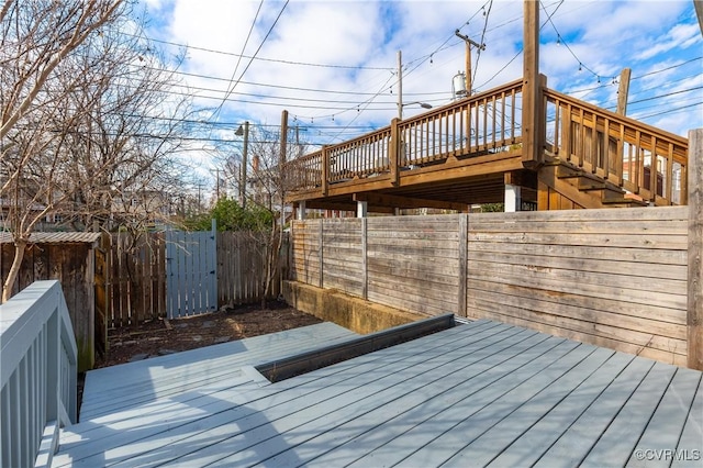 deck featuring a fenced backyard