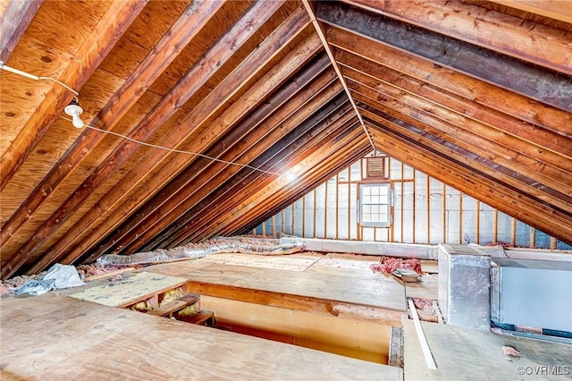 view of unfinished attic